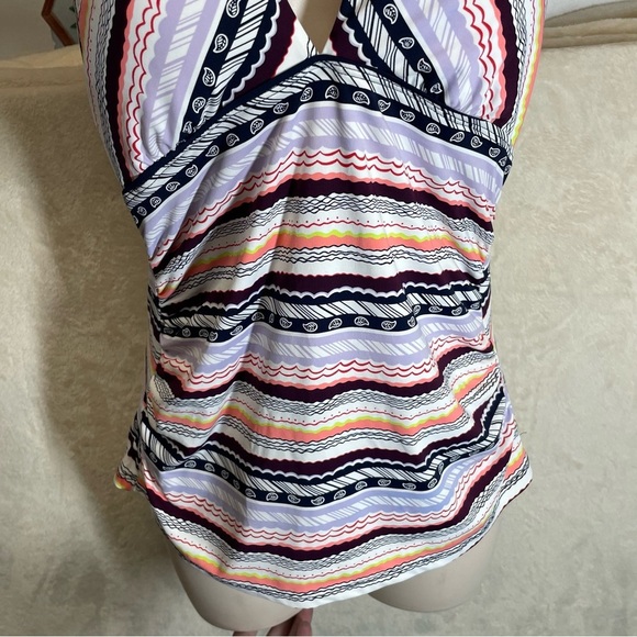 Anne Cole halter swim top striped women’s size large New with tags - Picture 4 of 8